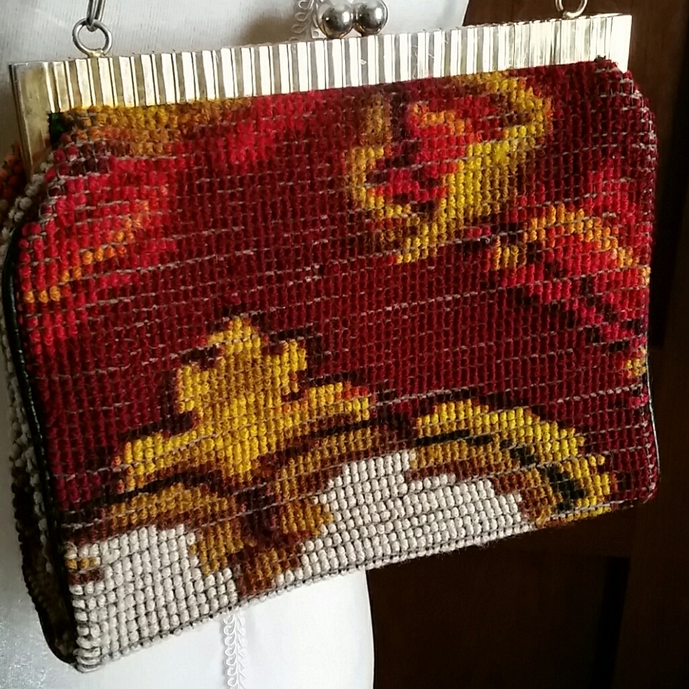 Vintage Needlepoint Duel Sided Spring/Fall Options Handbag